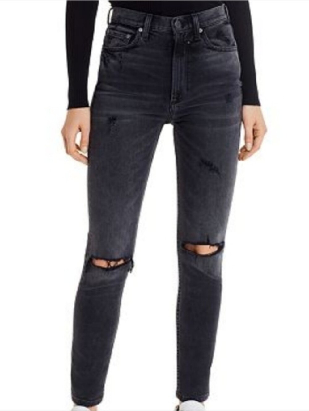 Boyish The Zachary High Rise Distressed Skinny Jeans Black 25